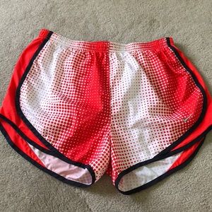 Orange and White Nike Running Shorts